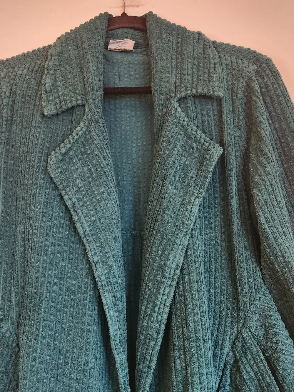CMC by Color Me Cotton Green Corduroy Open Front Shacket Size L Flared Hemline